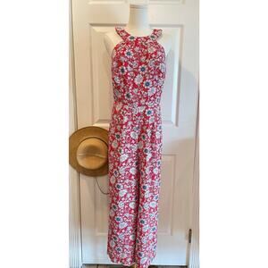 LOFT Floral Halter Wide-Leg Jumpsuit | Ann Taylor One Piece Jumper Size 4